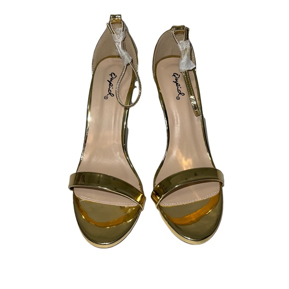 Qupid Gold Strappy Slingback Dress Sandals - Picture 3 of 6